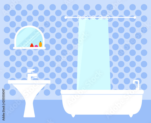 bathroom interior on flat design