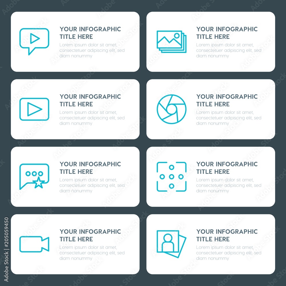 Fototapeta premium Flat chat and messenger, video, photos infographic timeline template for presentations, advertising, annual reports