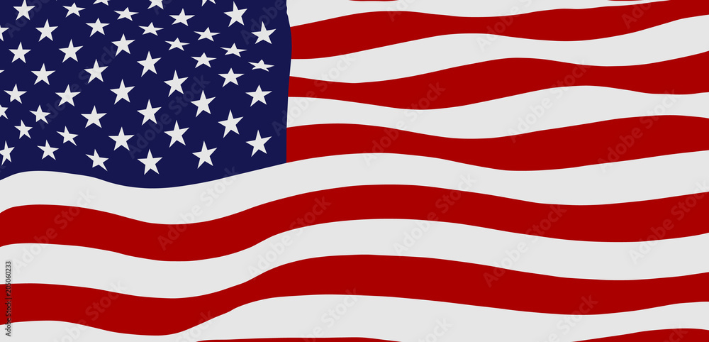 Obraz premium Waving flag of the USA, vector illustration