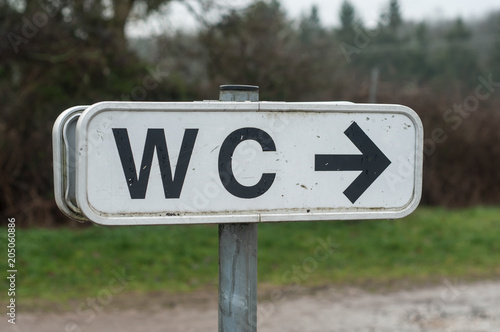 closeup of WC sign indication in outdoor