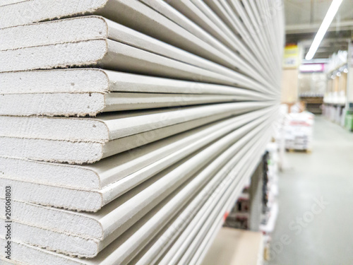 The stack of gypsum board preparing for construction