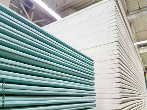 The stack of gypsum board preparing for construction