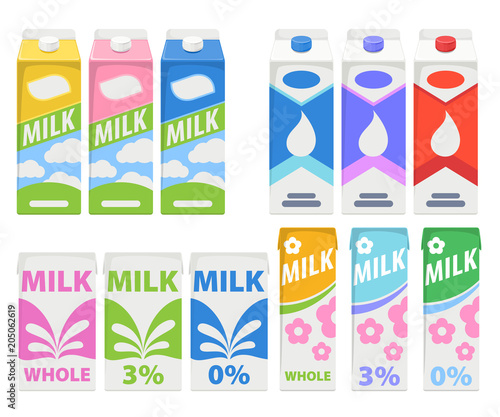 Milk cartons icons set.