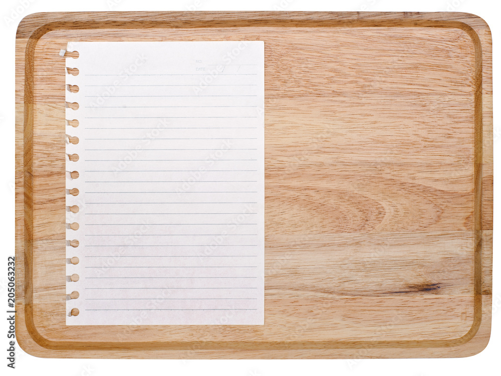 Naklejka premium empty wooden plate with paper