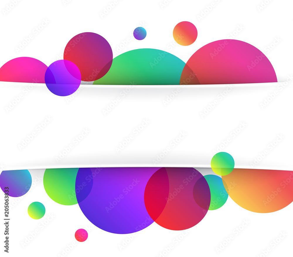 White background with colour circles.