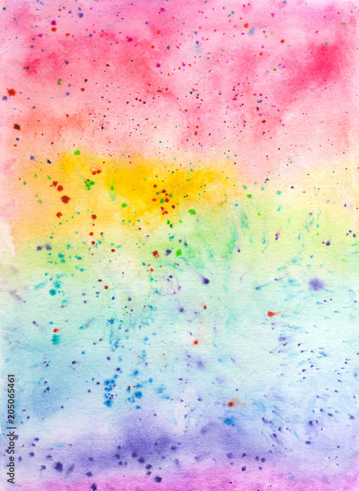 Creative texture for design. Vibrant hand painted watercolor background.  Handmade overlay. Decorative chaotic colorful textured paper. Hand drawn  bright artistic painting with blots. Stock Illustration | Adobe Stock