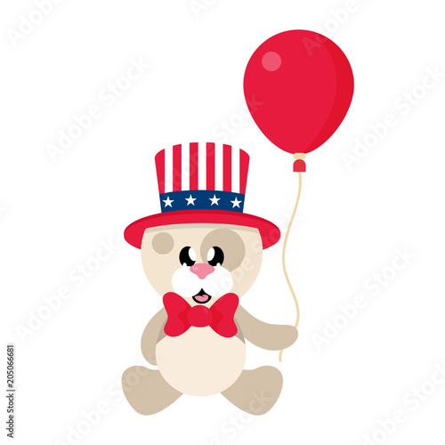 4 july cartoon cute dog in hat sitting with balloon © julia_january