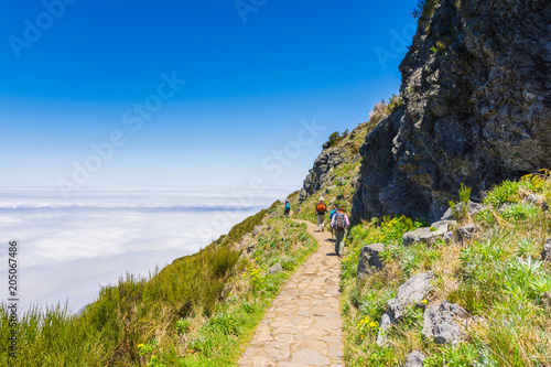 Trekking at the highest mountain of Madeira  Pico Ruivo  Portugal