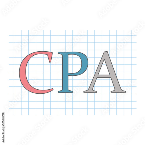 CPA (Certified Public Accountant) acronym on checkered paper sheet- vector illustration