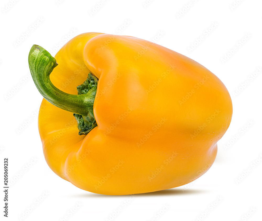 Fresh sweet yellow pepper bell isolated on white background with clipping path Fresh sweet yellow pepper bell isolated on white background with clipping path