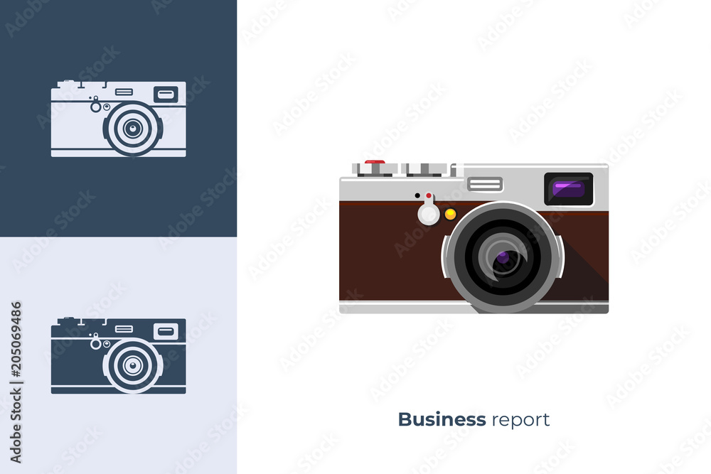 Vector icon of retro camera in flat style Vector icon of retro camera in flat style