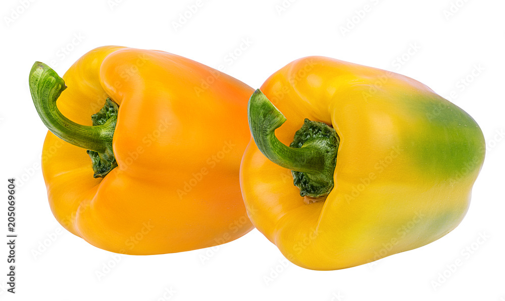 Fresh sweet yellow pepper bell isolated on white background with clipping path Fresh sweet yellow pepper bell isolated on white background with clipping path