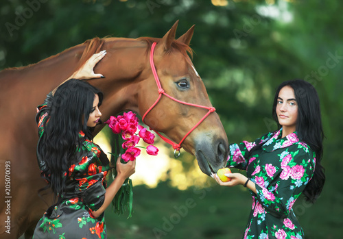 Beautyful woman with horse 
