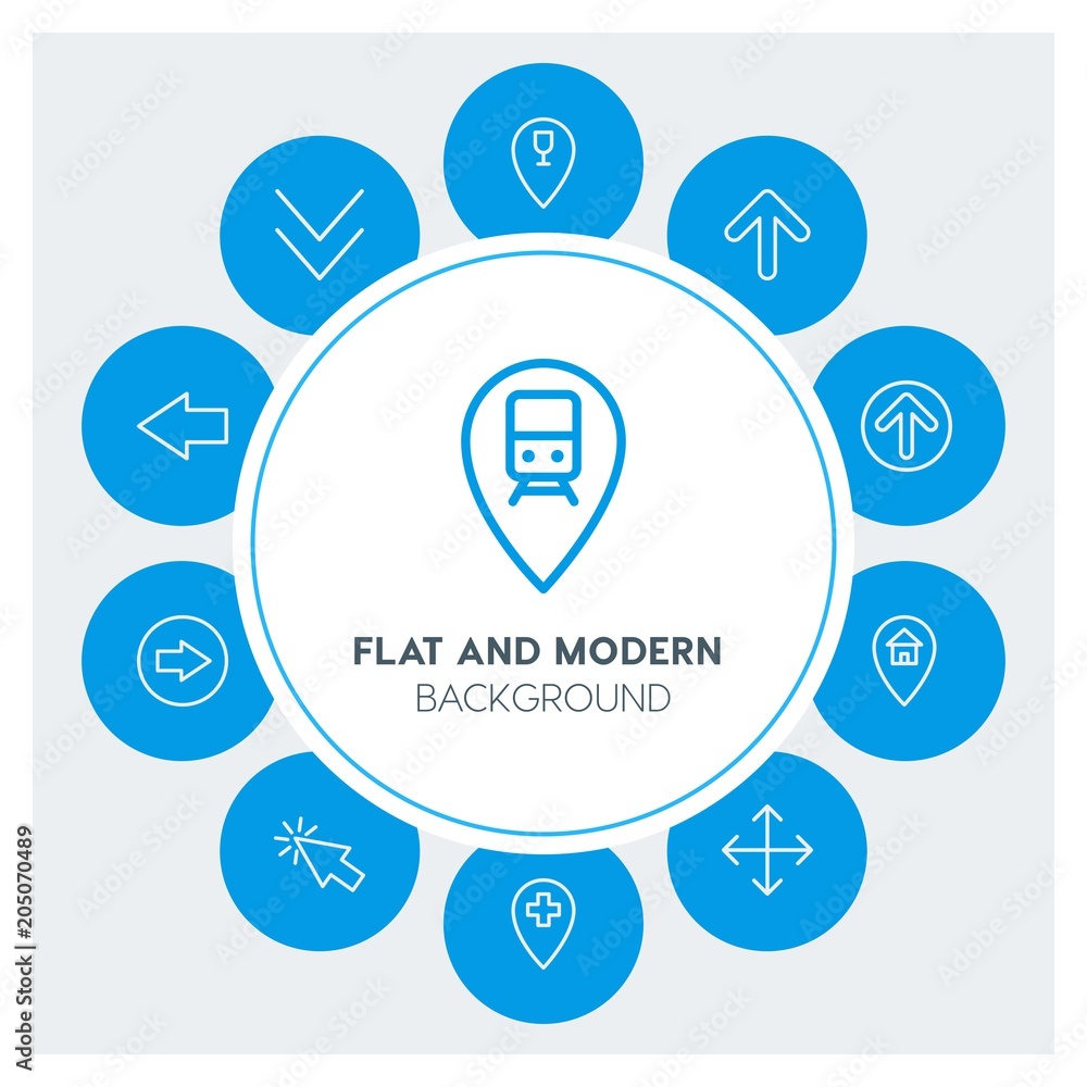 Fototapeta premium location, arrows, cursors Infographic Circle outline Icons Set. Contains such Icons as business, website, elements, background, pattern, banner, slider and more. Fully Editable. Pixel Perfect