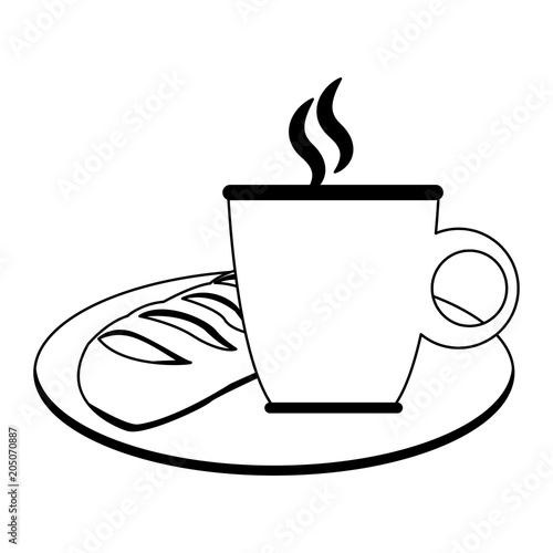 Bread and coffee breakfast vector illustration graphic design