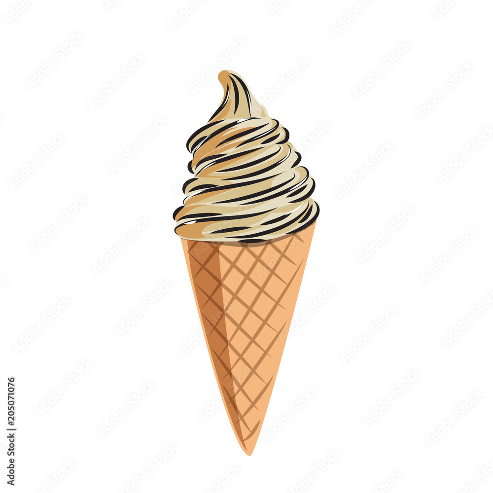 Vanilla vector ice cream illustration.