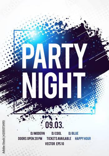 Vector illustration club disco party night flyer dancing event template with colorful background and space for text