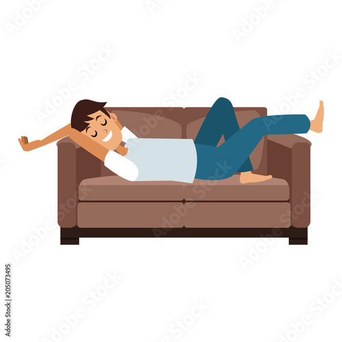 Man sleeping in sofa vector illustration graphic design