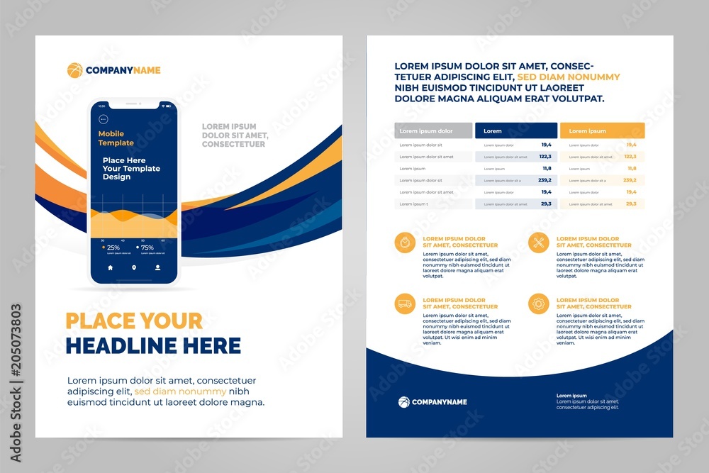 Layout template design with Mobile application. Business brochure flyer design layout.