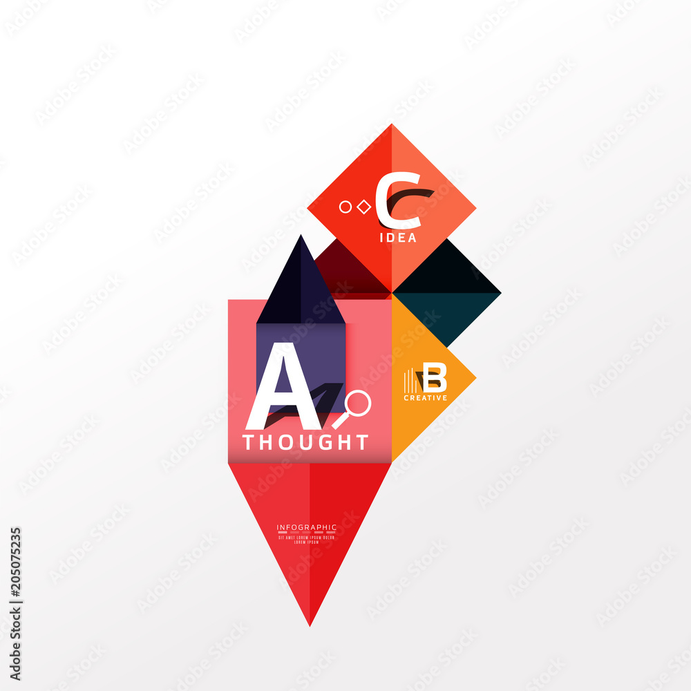 Geometric infographic banner, paper info diagram created with color shapes Geometric infographic banner, paper info diagram created with color shapes