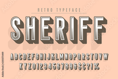 Sheriff trendy vintage display font design, alphabet