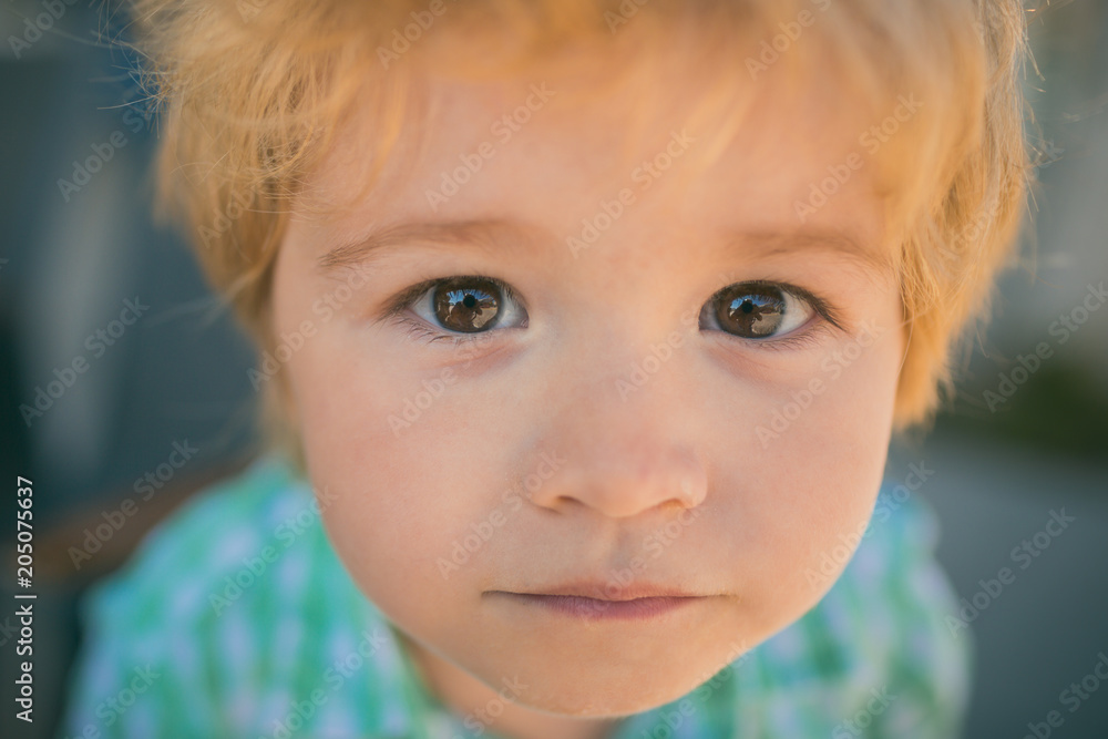 Beautiful child is looking at the camera. Close-up portrait. Attractive boy with big open eyes. A happy childhood concept. Photo of the child Beautiful child is looking at the camera. Close-up portrait. Attractive boy with big open eyes. A happy childhood concept. Photo of the child