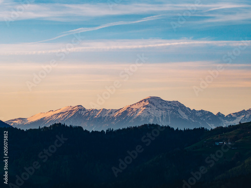 Mountain landscape on sunset