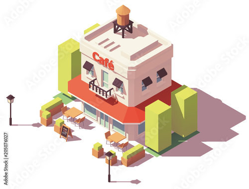 Vector isometric cafe building
