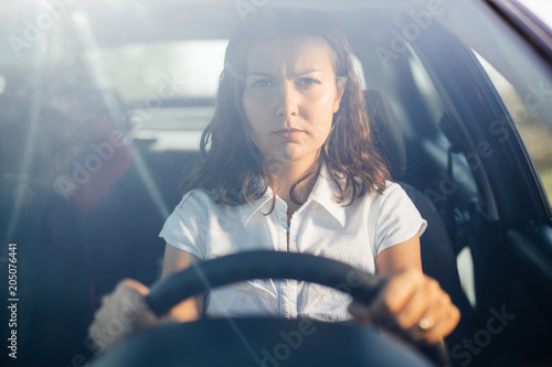 Focused woman driver