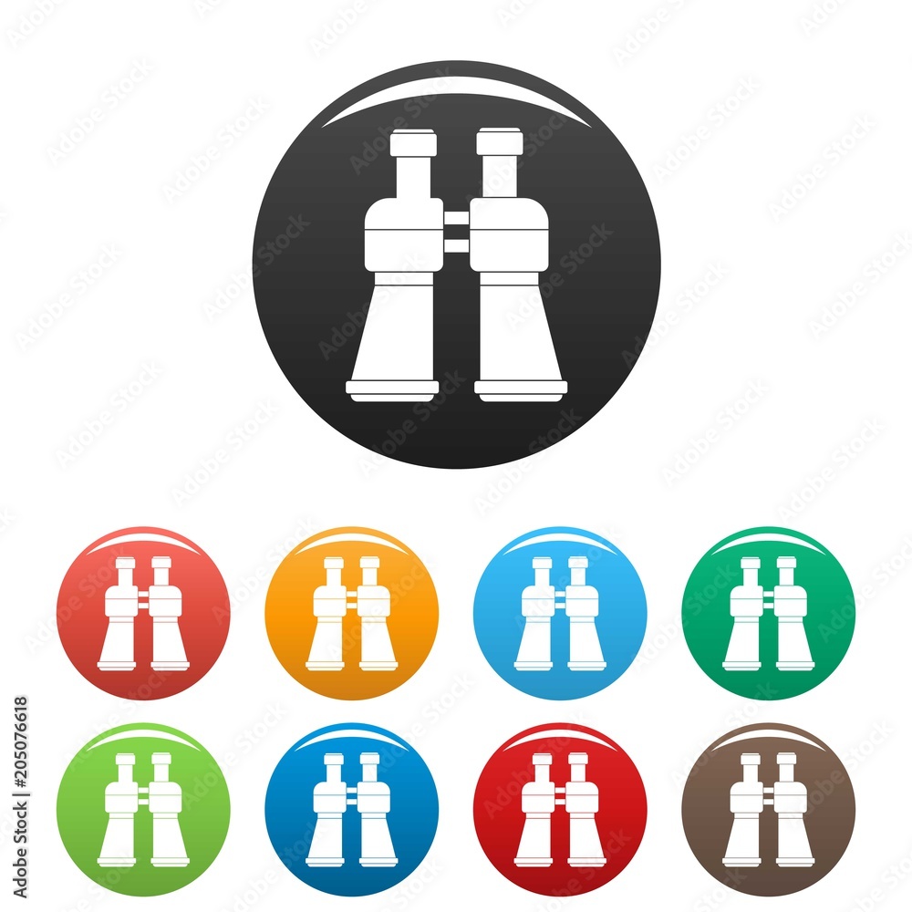 Binoculars icon. Simple illustration of binoculars vector icons set color isolated on white Binoculars icon. Simple illustration of binoculars vector icons set color isolated on white