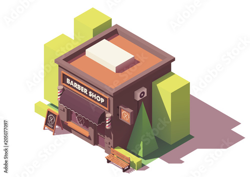 Vector isometric barber shop