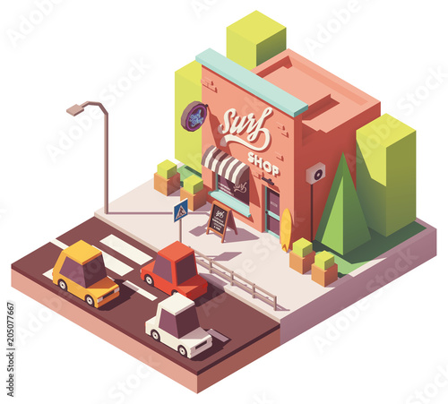 Vector isometric surf shop