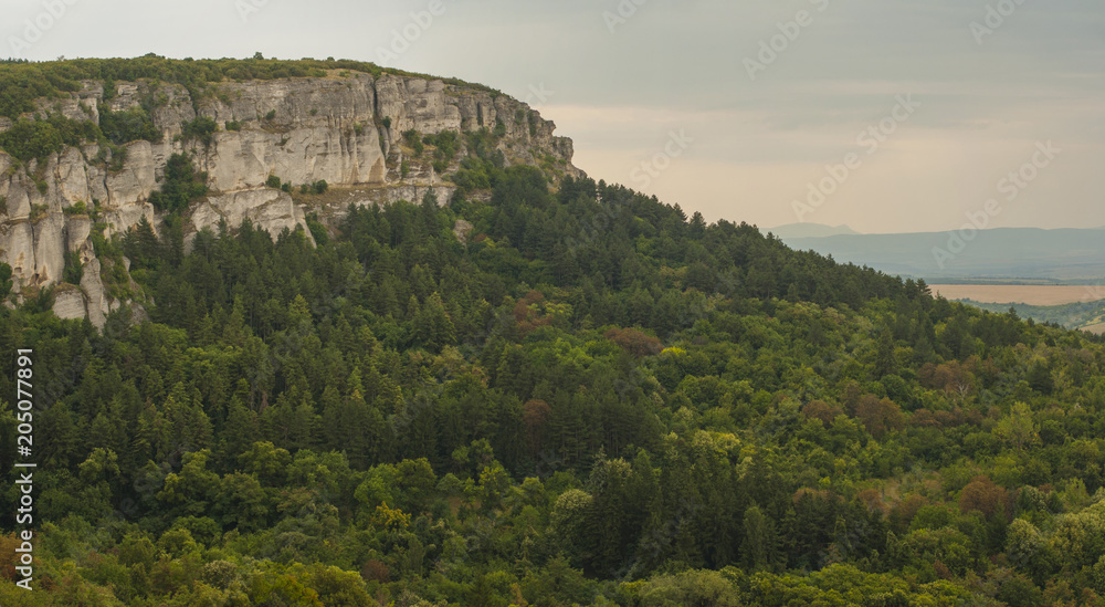 Tourist places in Europe. Landscapes of Bulgaria. The Balkan Mountains. The Madara Rider or Madara Horseman. National historical and archaeological reserve Tourist places in Europe. Landscapes of Bulgaria. The Balkan Mountains. The Madara Rider or Madara Horseman. National historical and archaeological reserve