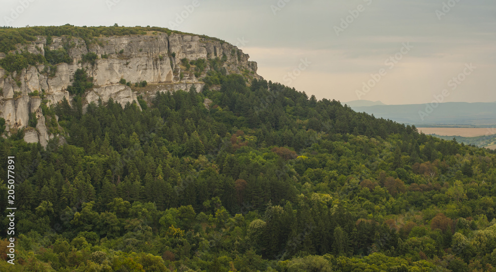 Tourist places in Europe. Landscapes of Bulgaria. The Balkan Mountains. The Madara Rider or Madara Horseman. National historical and archaeological reserve 