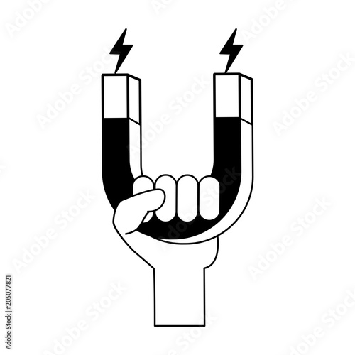 Hand with magnet vector illustration graphic design
