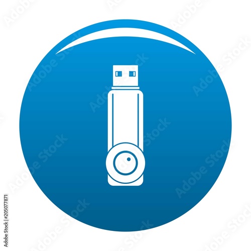 Plastic flash drive icon. Simple illustration of plastic flash drive vector icon for any design blue