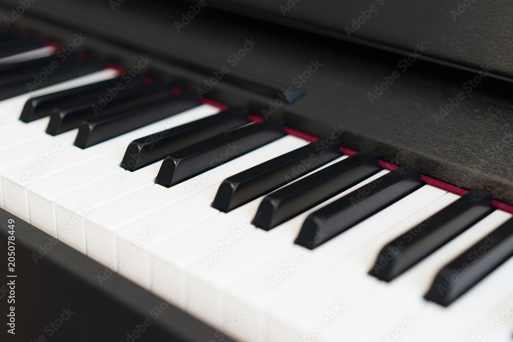 Old piano in the music practice room with beautiful music.