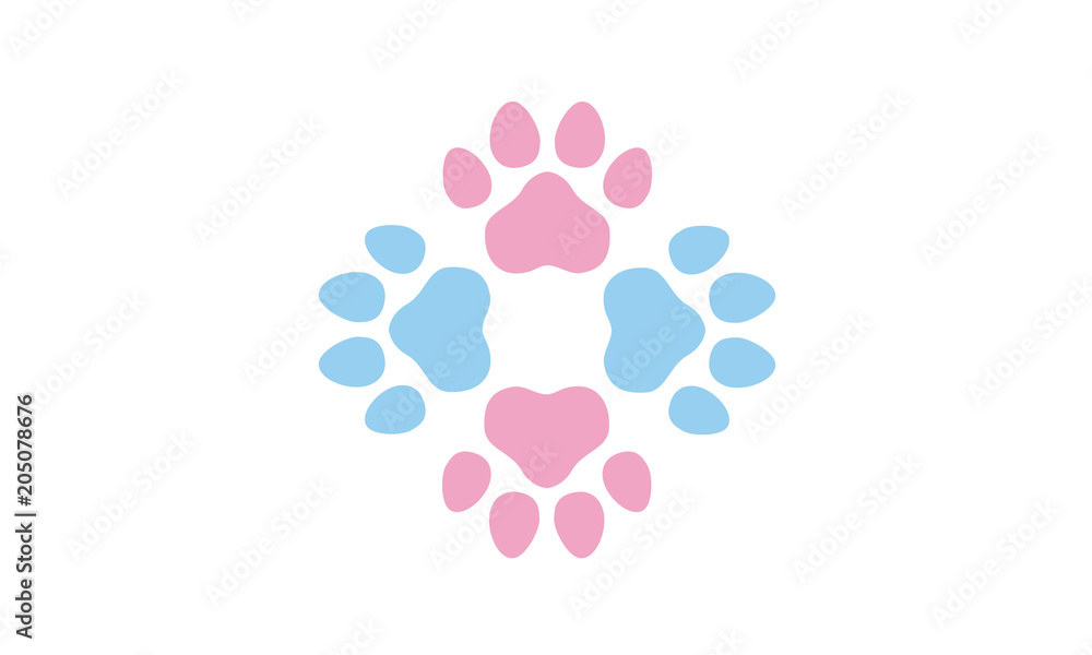 Dog/Cat foot print as a Flower logo design inspiration Dog/Cat foot print as a Flower logo design inspiration