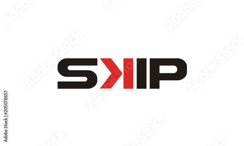 Clever Creative SKIP lettering typography with skip button logo design inspiration
