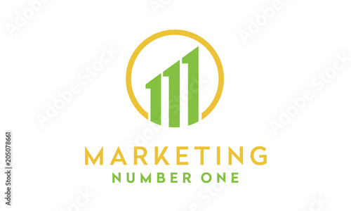 Initial Letter M and 1 for Marketing Chart Bar Diagram Statistic Logo design inspiration