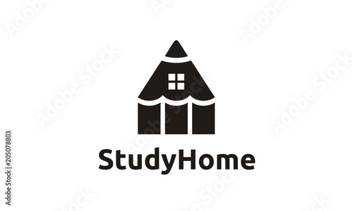 Pencil Home, Study at Home Education School logo design