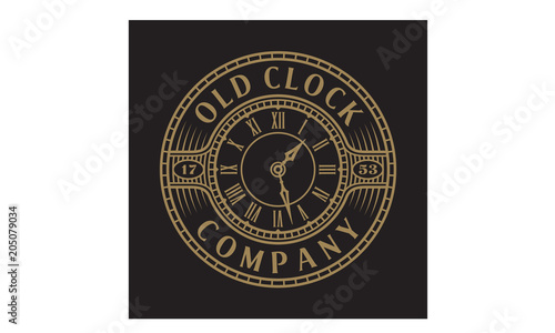 Fototapeta Vintage Classic Old Clock Antique with Steampunk style for Emblem Label Logo design inspiration
