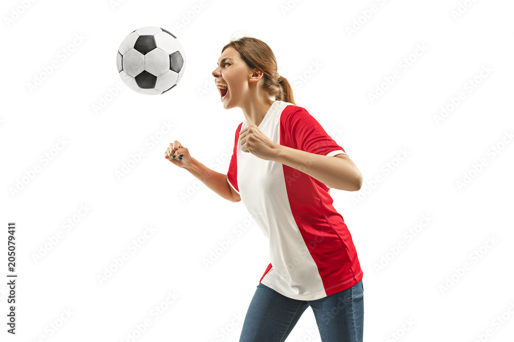 French fan celebrating on white background French fan celebrating on white background