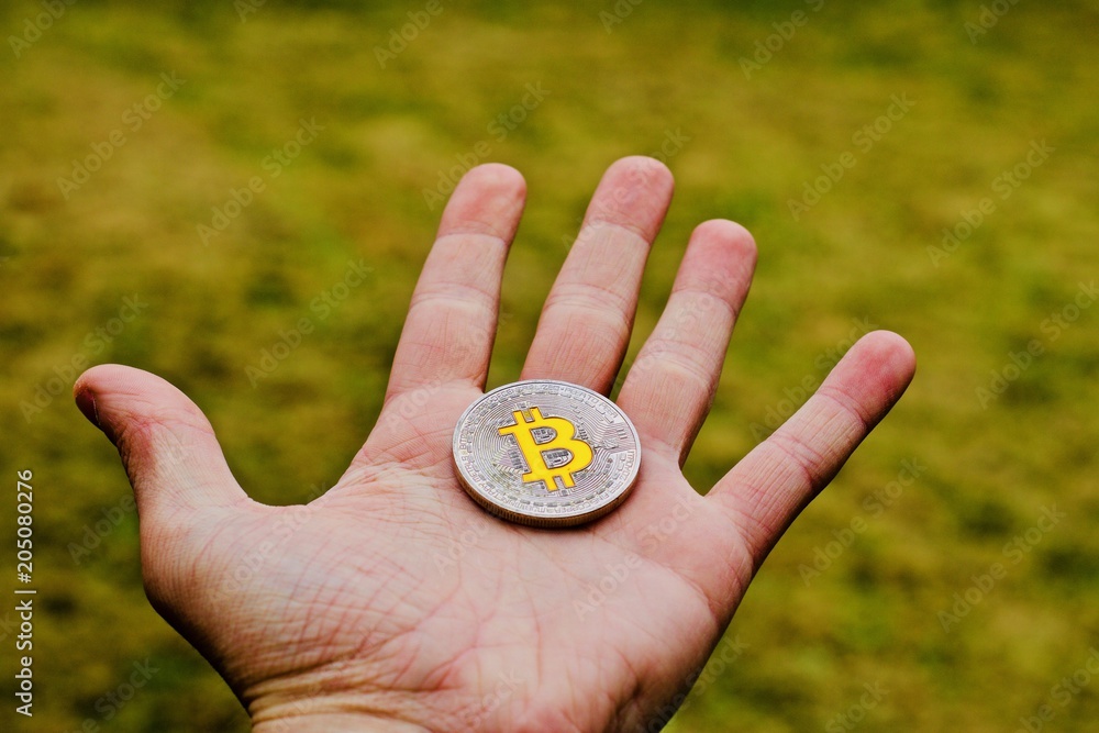 Bitcoin coin outdoor concept