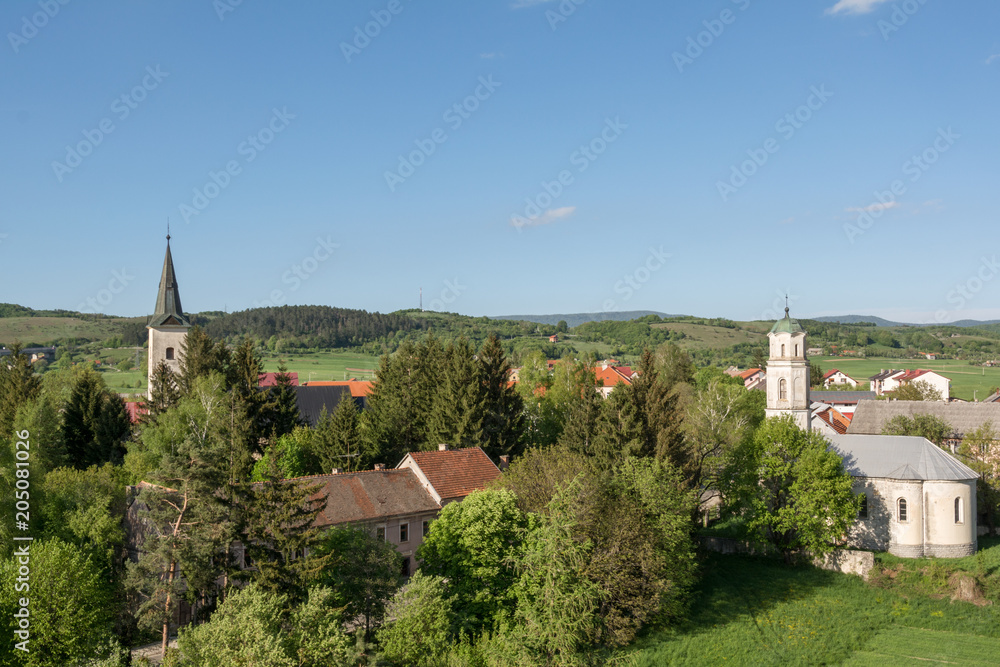  panoramic photo of Village of Brinje in the region of Lika, Croatia