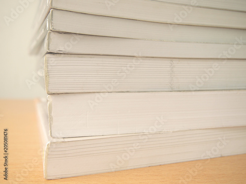 close up stack books