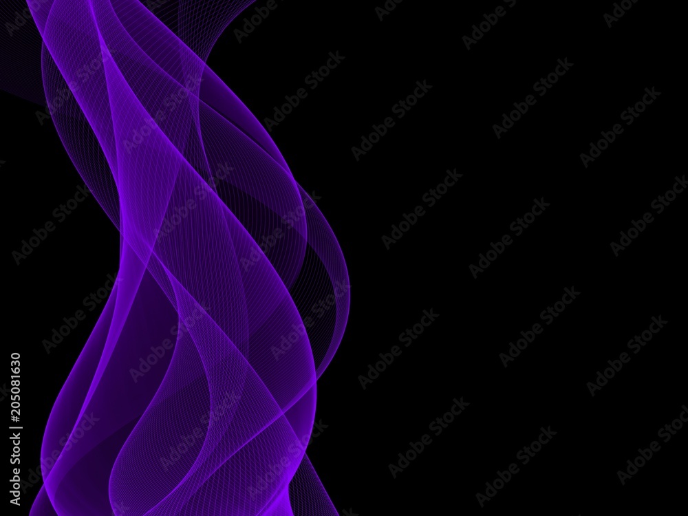 Fototapeta premium Purple waves on black, border design element