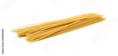 Uncooked pasta on white background