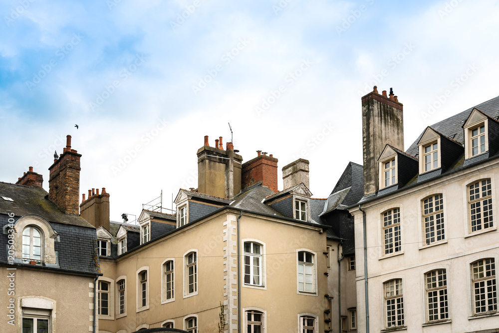 Street view of downtown in Rennes, France