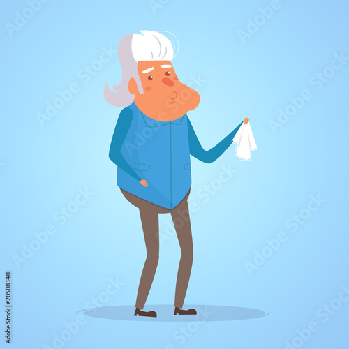 Old person Grandfather with a napkin